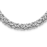 Sterling Silver Rhodium-Rhodium-Plated 8.25mm Byzantine Link 17in Necklace